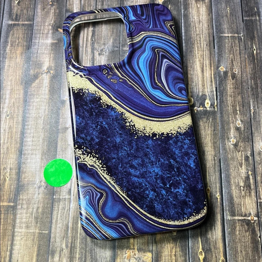 5for$10 Blue And Gold Sparkling Watercolor Marble iPhone 13 Pro Phone Case NWT